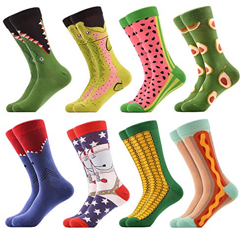 WeciBor Men s Dress Cool Colorful Fancy Novelty Funny Casual Combed Cotton Crew Socks Pack (058-31)