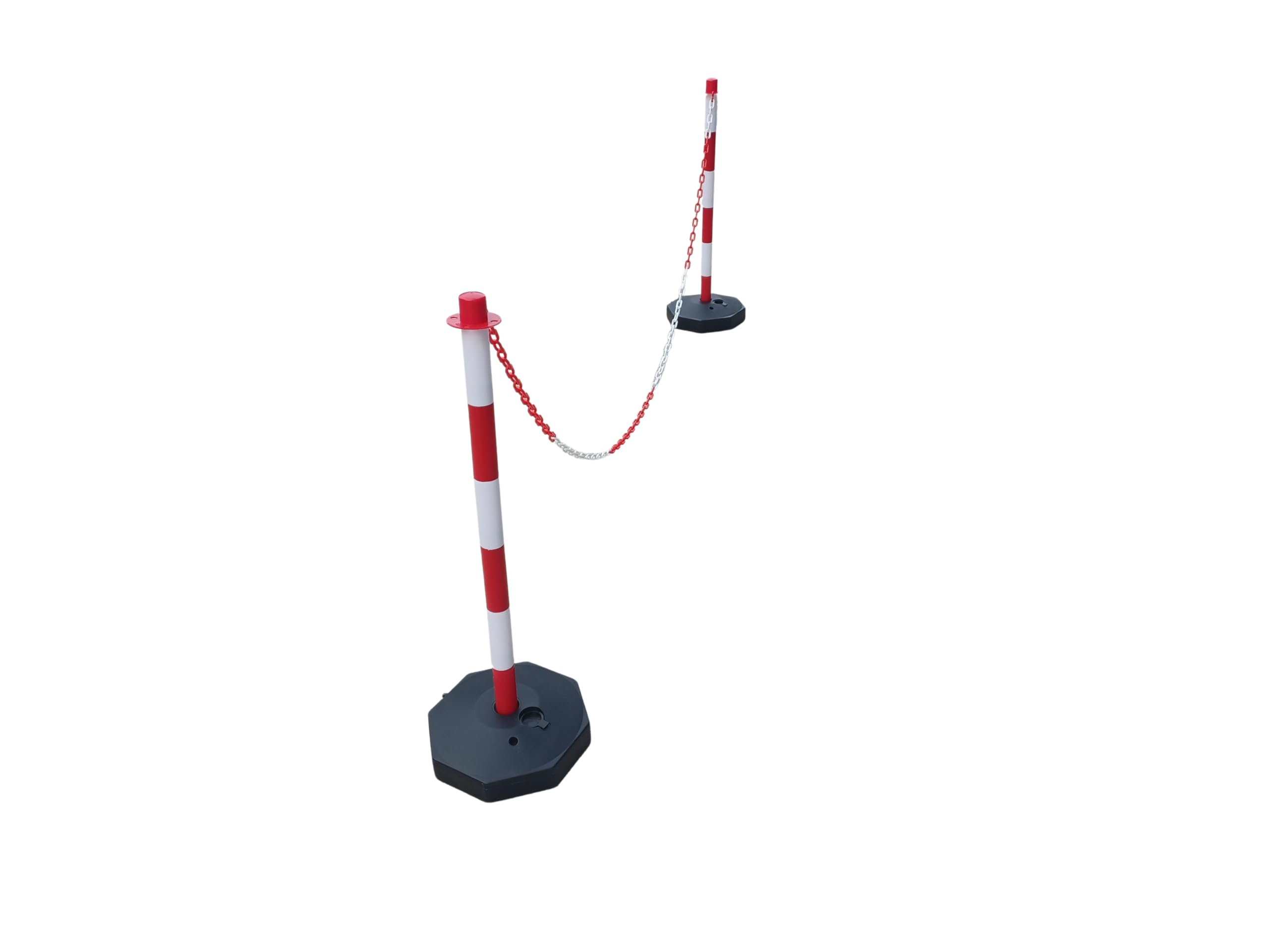 GC2-CH2.5 Paire de Poteaux en Plastique avec Chaîne en Plastique de 2,5 m (Rouge Blanc, 2,5 m)