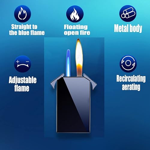 Miniatura 10 de Cool Jet - Encendedor de doble llama, bonito estético, recargable y ajustable, regalo para hombres, velas de chimenea, camping, barbacoa (sin gas)