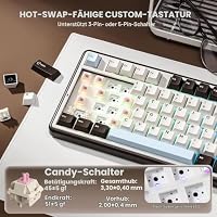 YUNZII B98 PRO QMK/VIA Gaming-Tastatur (Kaffeebraun, Candy Linear Switch) – Ansicht 6