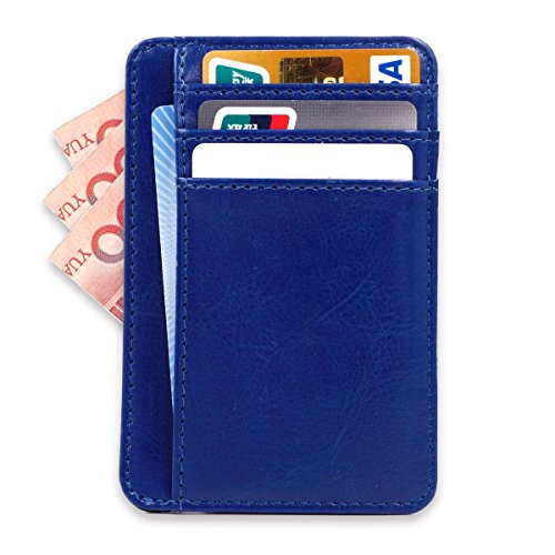 kandouren Slim Minimalist RFID Leather Wallets,Front Pocket Wallet,Credit Card Holder for Men & Women,Money Clip Case(Blue Van Gogh Starry Night)3