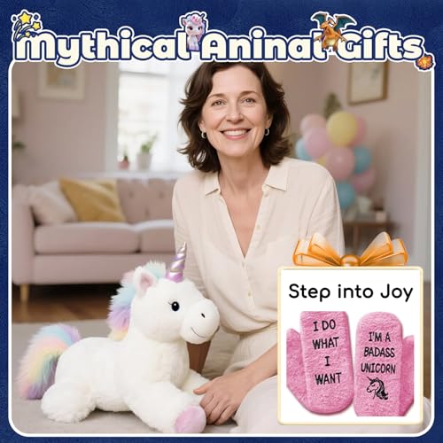 Image of HAPPYPOP Fuzzy Animal Socks for Women - Cute Unicorn, Horse, Cow and Goat Gifts for Her