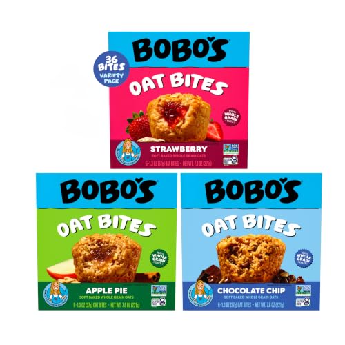 Image of Bobo's Oatmeal Bites, Strawberry, Chocolate Chip, Apple Pie Variety (36 ct)