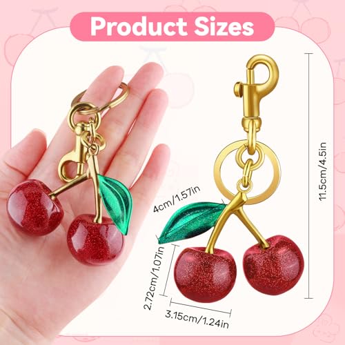Image of TINKRSTUFF Cherry Bag Charm Cute Key Chains Cherry Purse Charms for Handbags, Strawberry Keychain Best Gifts