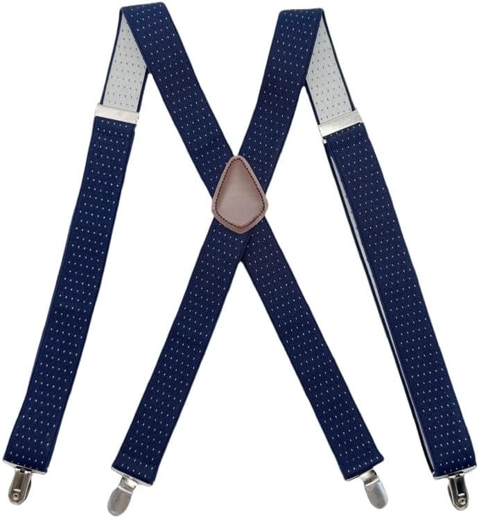 Adult Men's Four-Clip Dotted Polyester Elastic Suspenders 3.5cm X-Shaped Suspender
