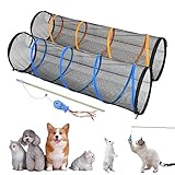Picture of ITENT Cat Play Tunnel-2 Packs for Indoor and Outdoor, Cat Play House, Cat Enclosures Easy to Connect with Two Zipper Doors,Product Size 67'' x 18'',2pcs /Set,Orange and Blue