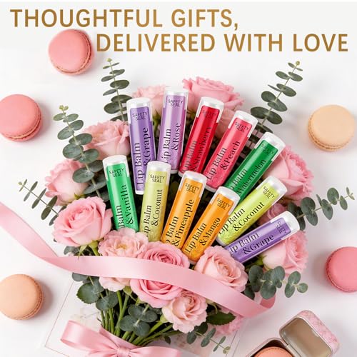 RBUGR 84 Pack Lip Balms - 12 Flavors Natural Organic Vitamin E Moisturising Balm for Dry Cracked Lips, Bulk Gifts for Valentines, Stocking Stuffers & Party Favors (4.2g/0.15oz) - Thumbnail 7