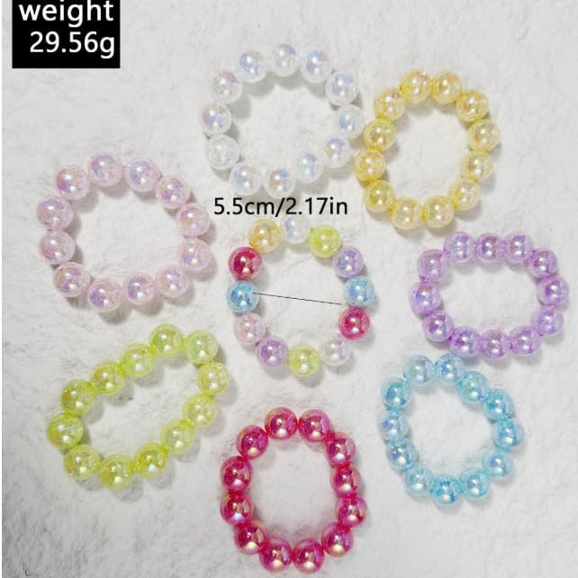 XAM Colorful Iridescent Glass Bead Choker-Necklace Bracelet Set Y2K Kawaii image 3