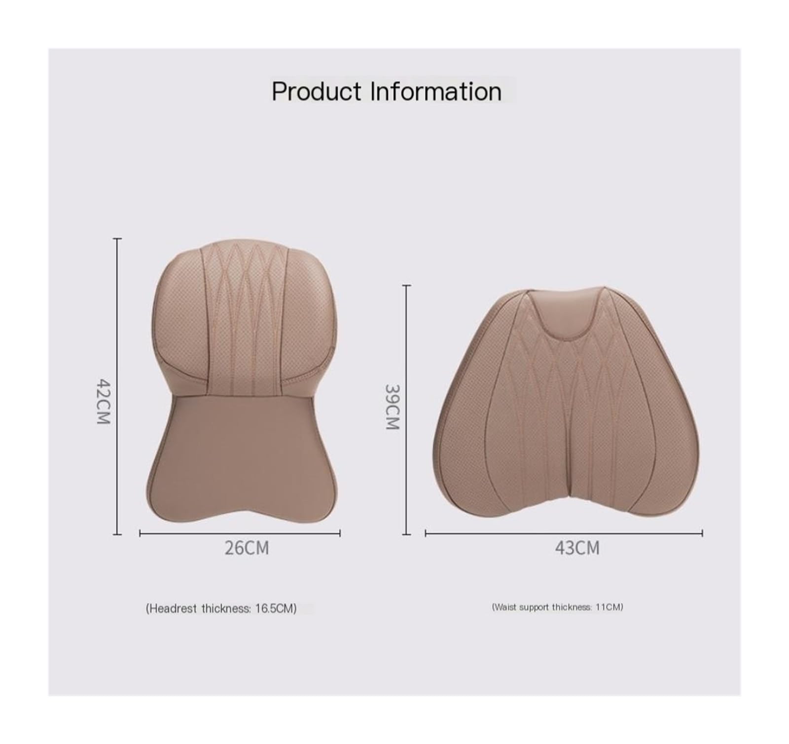 Cuscino per il collo dell'auto in memory foam 3D, cuscino poggiatesta in pelle ricamata, supporto lombare per donne e uomini, accessori per sedile (vita-marrone)