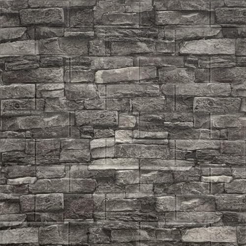 Image of TEKCOOL Self-Adhesive Waterproof PE Foam 3D Wall Panels Wallpaper Sticker for Bathroom, Living Room, and Home Decoration (70 x 77cm, Appx. 5.8Sq Feet)-5 Piece-Grey Stone