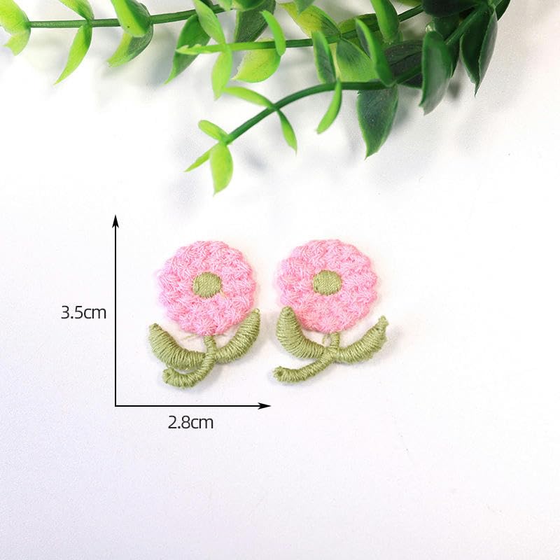 Naszywka haftowana 3,5 * 2,8 cm 30 szt. małych kwiatów ręcznie robione szydełkowe aplikacje naszywki z szydełkowanymi kwiatami małe haftowane do prasowania na odzież(Orange)