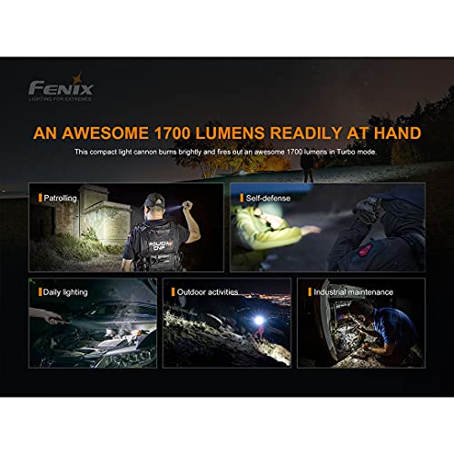 Fenix PD35 v3.0 Rechargeable Tactical Flashlight, 1700 Lumens EDC with Battery and Organizer (Black) view 5
