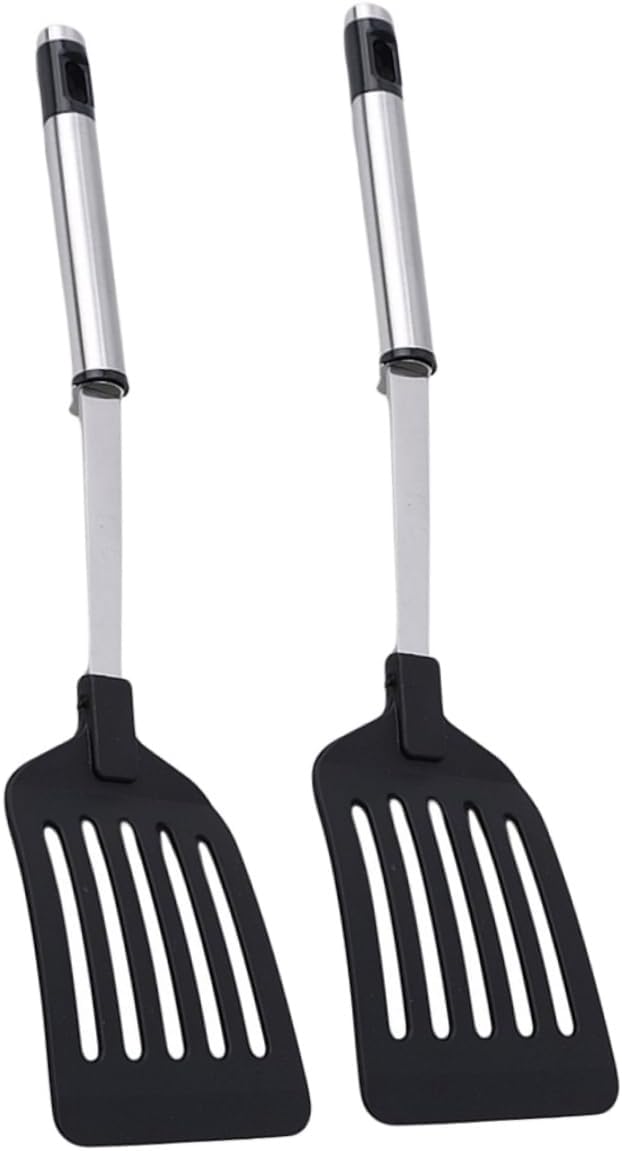 KICHOUSE 2pcs Non-stick Stainless Steel Spatula Set for Cooking and Grilling Heat Resistant Kitchen Utensils for Home and Restaurant Use Easy to Clean Cooking Tools