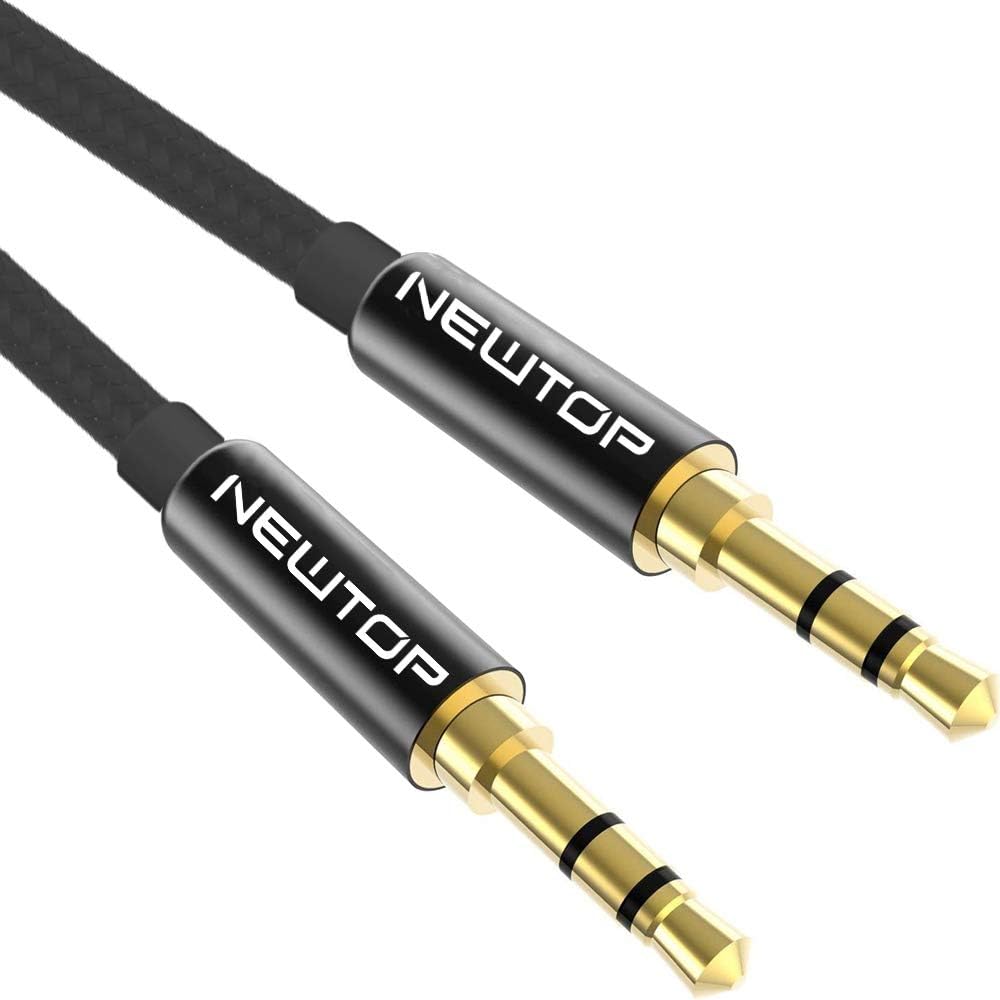Cavo AUX 3,5 Mm 1 Metro – Hi-Fi Sound Nylon Intrecciato – Placcato Oro – Senza Grovigli