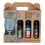 Brew House Craft Ale Collection. Including 3x 330ml bottles of Craft Ales with a Chalice Glass. Williams Bros, Harbour Brewing, Freedom Brewing. Perfect for Christmas and Birthdays by Blue Tree Gifts