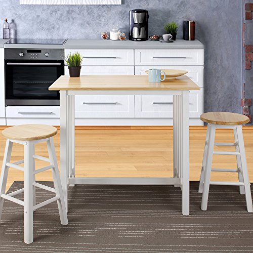 Casual Home 3-Piece Breakfast Set With Solid American Hardwood Top, White #TOP4