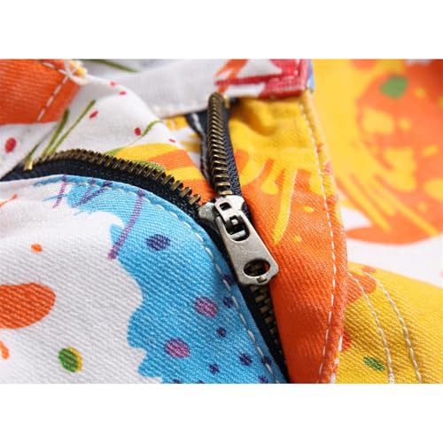 Men's Casual Printed Contrast Color Slim Fit Jeans Stretch Skinny Denim Pants3