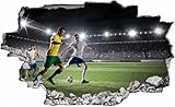 DesFoli Fussball Stadion Spielfeld 3D Look Wandtattoo 70 x 115 cm Wanddurchbruch Wandbild Sticker Aufkleber C629