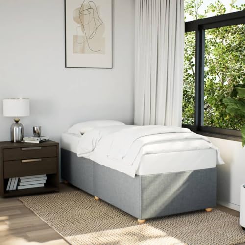 mzdioop Estructura de cama sin colchón, color gris claro, 90 x 190 cm, tela con somier, patas estables, diseño moderno para comodidad en el dormitorio y soporte óptimo del colchón
