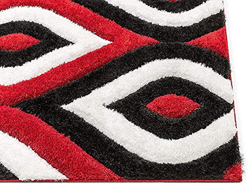 Image of SAGON Anti-Skid Shaggy Carpet Rug for Home | Ultra-Soft Plush Floor Mat for Living Room & Bedroom | Non-Slip, High-Density, Cozy Luxury Decor| 6 x 9 Feet Black Eye