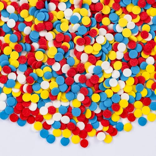 Image of Colorful Round Confetti Sprinkles,Edible Cake Decorations for Baking,130g,Red Blue Yellow and White Sugar Sprinkle,fancy baking Cupcakes Cookie Donuts Ice Cream Toppers,Duck Themed Desserts,Birthday,Children's Party Supplies
