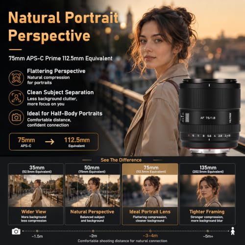 Image of Viltrox AF 75mm F1.8 EVO APS‑C Prime Lens for Fuji X‑Mount Cameras
