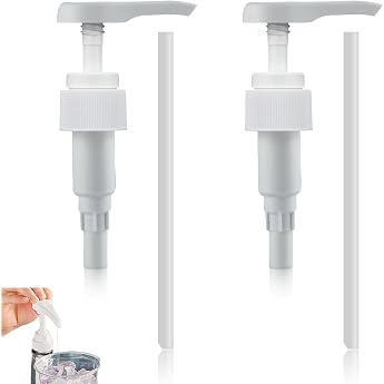 Pack of 2 Pump Dispenser 1000 ml Syrup Dispenser Dosing Pump Pump 1 Litre Syrup Pump Dispenser Syrup for 500 ml/1000 ml and 28/410 Thread Container Bottle Pump Head for Syrup Shampoo Conditioner White