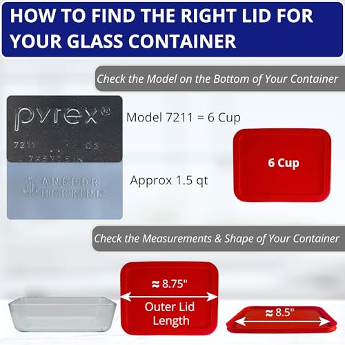 Couvercle rectangulaire de remplacement Klareware rouge compatible Pyrex 7211-PC