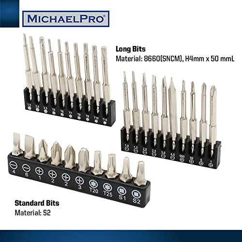 Michaelpro Mp002026 Ratcheting Precision Screwdriver With Bits | 30Tooth | Two-Way Full Aluminum Screwdriver, 31-Piece #TOP3