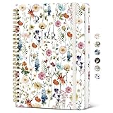 Spiral Journal Notebook for Women, Pretty Hardcover Lined Notebook for Work & Note Taking, Aesthetic Cute Journal for Writing, 140 Pages, 6'x8', Floral