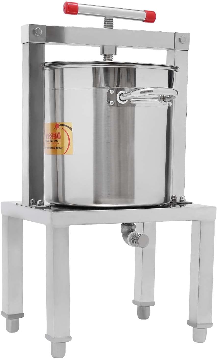 Fruit Wine Press 3.5Gallon/13.25L Manual Juice Maker Stainless Steel Fruit and Wine Press Nature Juice Making Press Machine with T-Handle for Cider Apple Grape Tincture Vegetables Honey Cheese