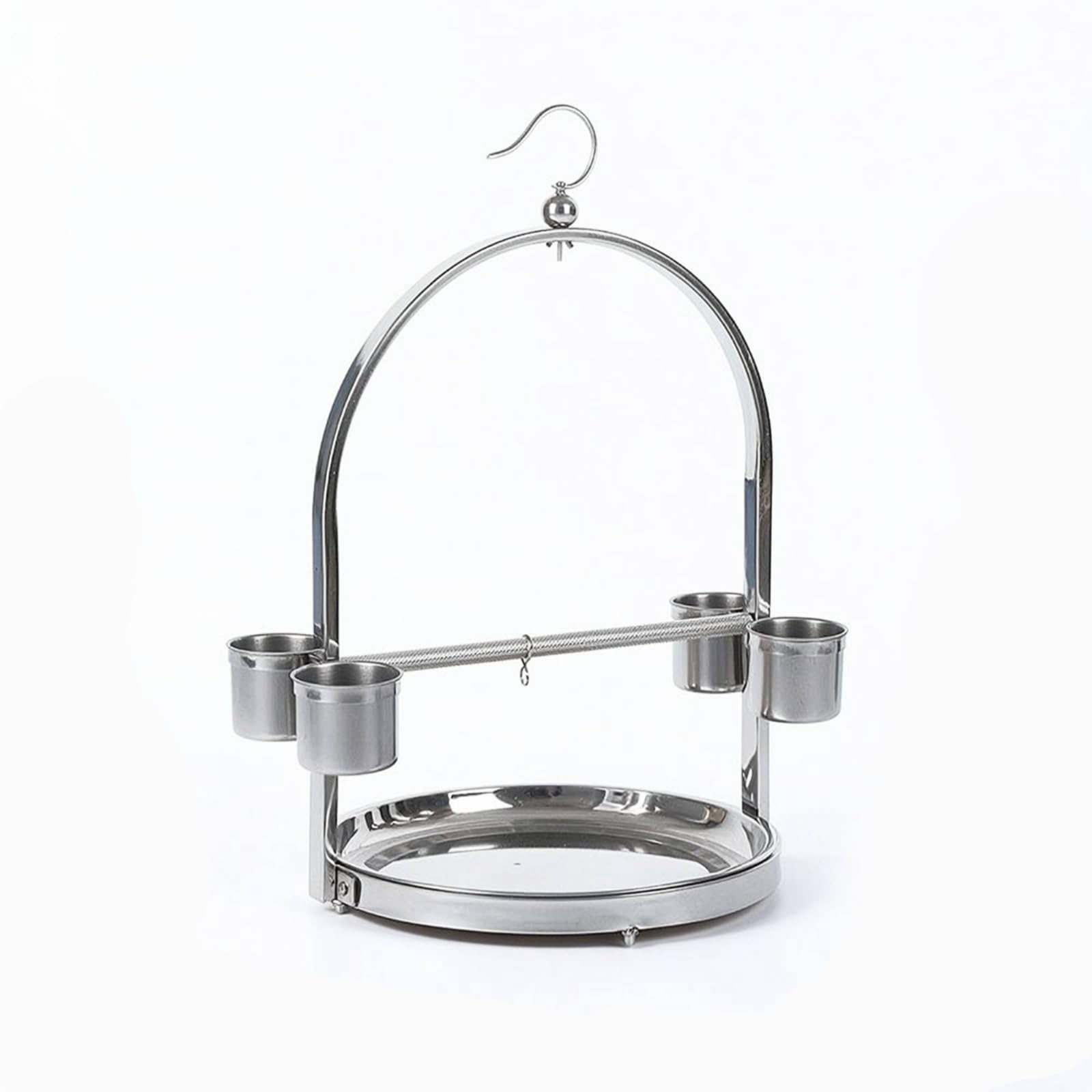 Percha Acero Inoxidable con Banja Resistente Soporte para Loros, Pájaros Domésticos, Jaula, Mediano 32x50 Cm