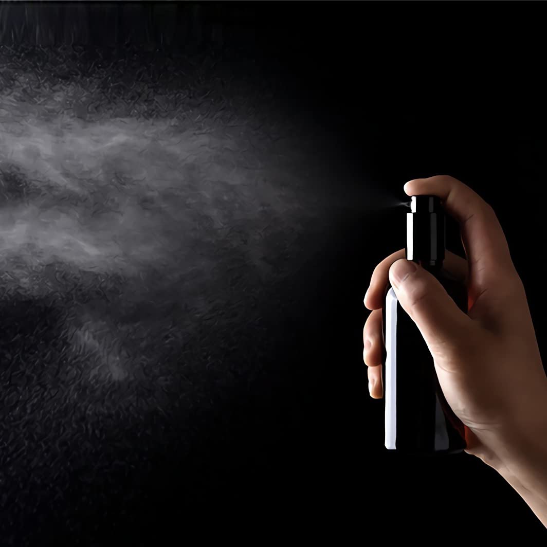 12 Stück, 100ml Braun Glas Nachfüllbar Parfümzerstäuber mit Schwarz Deckeln Sprühflasche Portable Sprühflasche für Reisen Ätherische Öle Parfüm Zubehör