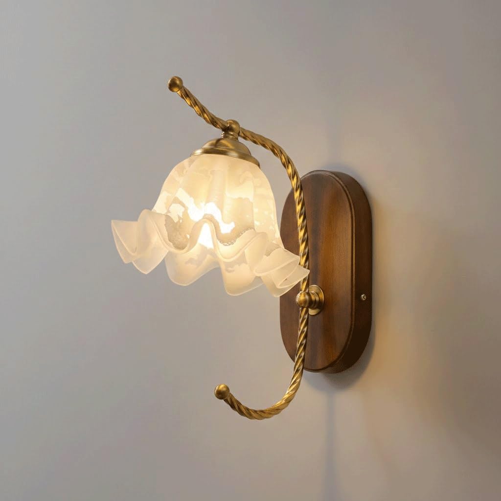 Lámpara de pared de madera para leer en el dormitorio con luz difusa suave