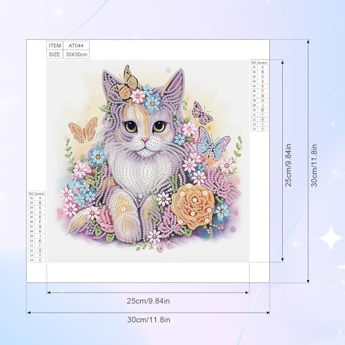 Image of AiYuanzsh 5D Special Shape Diamond Art Kits for Beginners, Cat Diamond Painting Kits for Adults, Crystal Rhinestones Diamond Art for Home Wall Decoration Gift 12x12inch /30x30cm, Animal