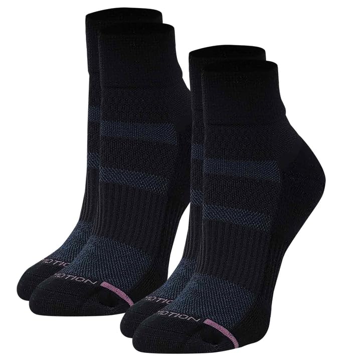 Dr. Motion Compression Quarter Socks For Women With Enhanced Cushion And Breathable Arch Support 6 Pairs (Black)