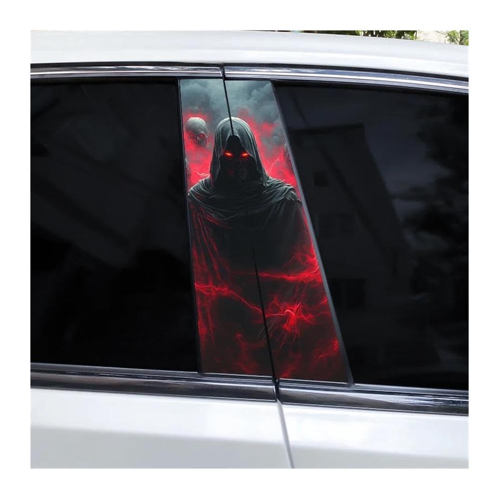 Body Parts 2pcs Skull Alien Stickers Car Center Pillar PVC Stickers Waterproof Decorative Decals(J)