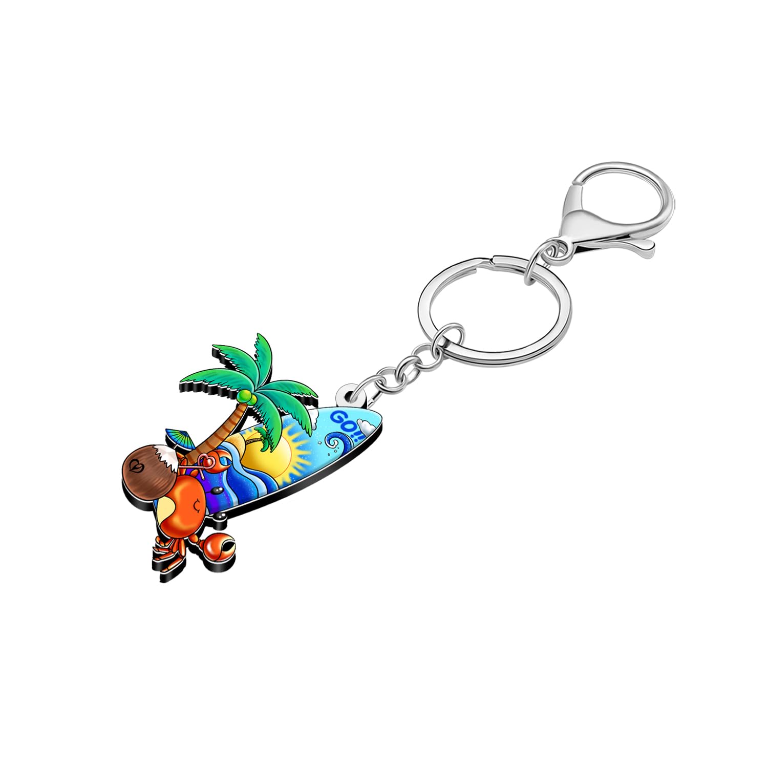 WEVENI Acrylic Fun Crab Surfboard Keychain Beach Vacation Summer Gifts for Surfers Women Girls Bag Charms Purse Accessories (Multi) - Image 3