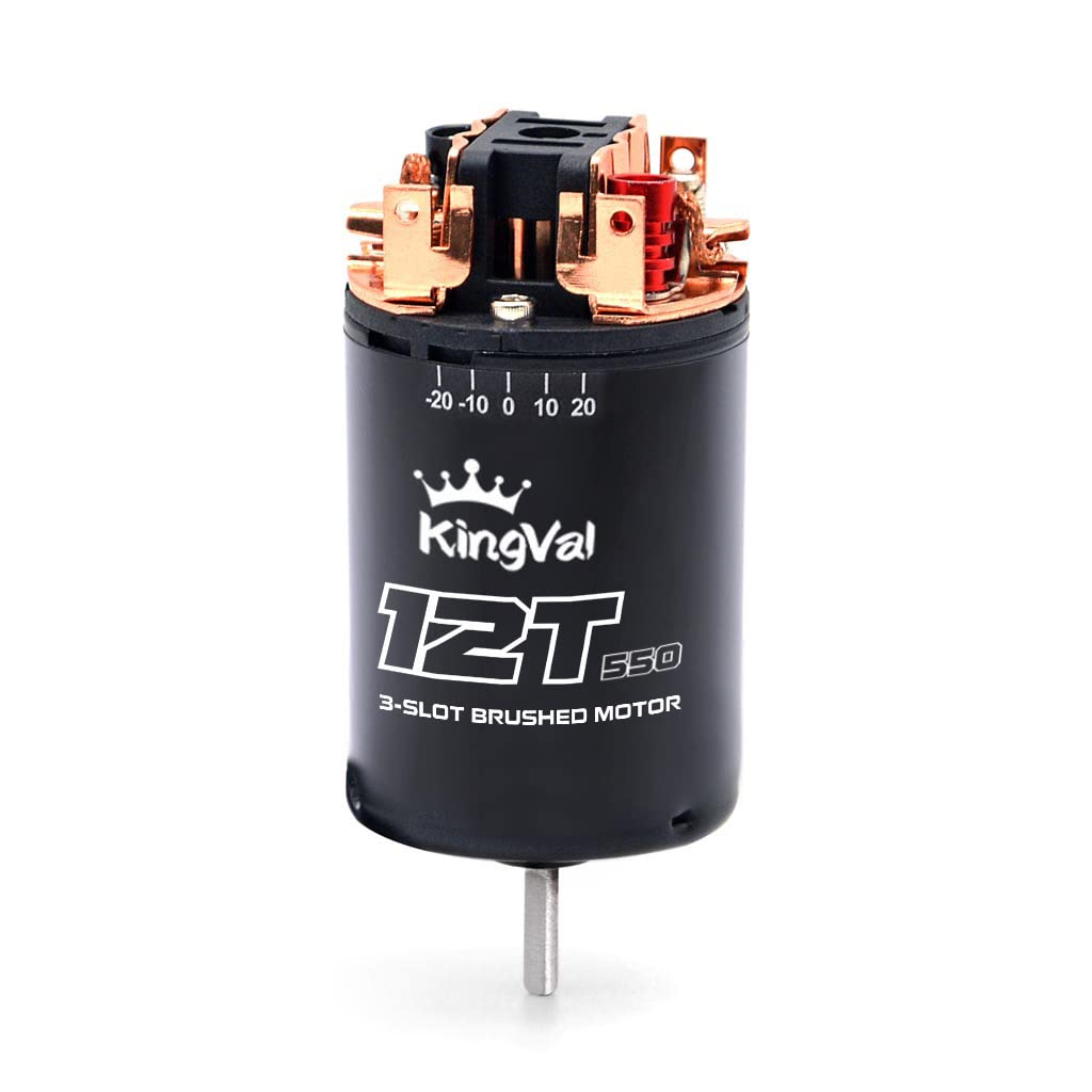 KingVal Replacement 3-Solt 550 12T Brushed Motor Replaceable Carbon Brush Shaft 3.175mm with 2 Cables Compatible with 1/10 1/12 RC Car