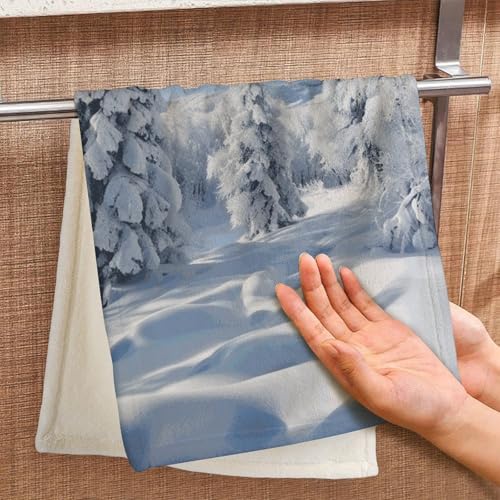 Serviette de bain à séchage rapide et ultra absorbante avec son motif arbres d'hiver - 8