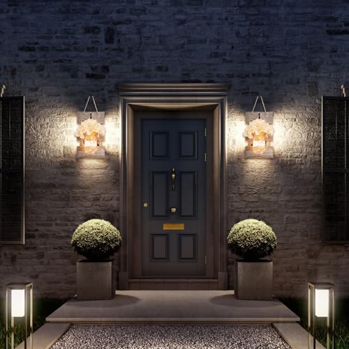 Image of Rustic Mason Jar Wall Decor Sconces with Battery-Powered LED Fairy Lights,with Silk Flowers, Perfect for Bedroom, Kitchen, Bathroom, and Home Decor (Set of 2)