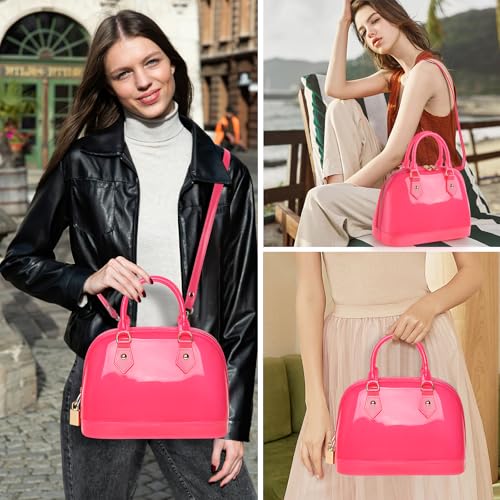 Image of Jelly Crossbody Purse Shoulder Bag, Candy Color Tote Satchel Top-Handle Handbags for Women