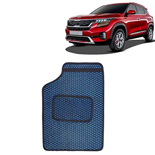 Image of Kingsway Dotted Design Car Floor Foot Mats Universal Fit for Kia Seltos, Model Year : 2019 Onwards, Water and Dustproof, Color Blue, Set of 5 Pieces