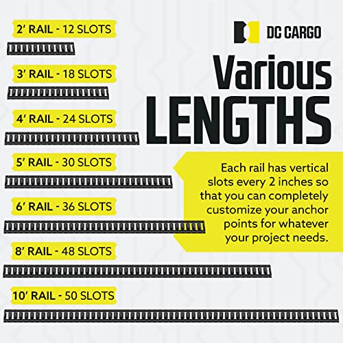 Two 3-Ft E Track Tie-Down Rail, Black Powder Coated Steel Etrack Tiedowns, Horizontal E-Tracks, Bolt-On Tie Down Rails For Cargo On Pickups, Trucks, Trailers, Vans #TOP4