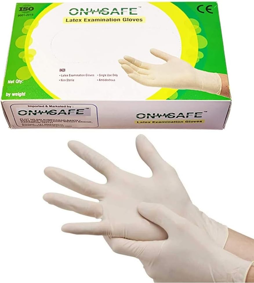 Zepham Latex Medical/Examination Disposable Powdered Non-Sterile Hand Gloves (White)- 50 Pieces (Small)