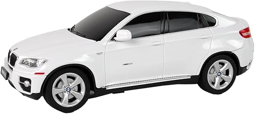 100 CLASSIC Auto de control remoto, escala 124 RC Sport Racing coche de juguete, compatible con BMW X6 modelo vehículo para niños y niñas, blanco