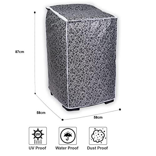 Image of Washing Machine Cover Suitable for Top Load Bosch 7 Kg, 7.5 Kg, 8 Kg, 8.5 Kg (58cmsX58cmsX87cms, Black & Grey)