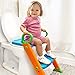 Potty Training Seat Toilet with Ladder - Potty Step Stool for Kids Toddlers w/Handles. Sturdy, Safe & Adjustable Height. Non-Slip Steps & Anti Slip Pads. Trainer Folds Easy for Boys Girls Baby
