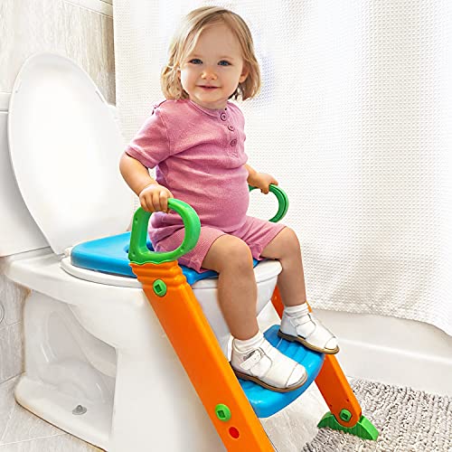 Potty Training Seat Toilet w/Step Stool Ladder & Splash Guard, Toddlers Trainer w/Handles. Sturdy & Foldable. Non-Slip… - Image 5