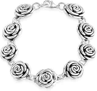 Amazon.com: Savlano 925 Sterling Silver 17mm Italian Rose Link
